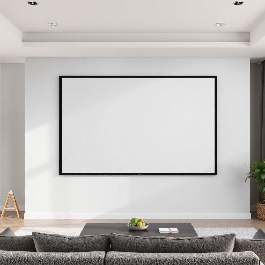 QMJM ALR projector screen installed in a Dubai home cinema